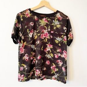 See-through floral t-shirt